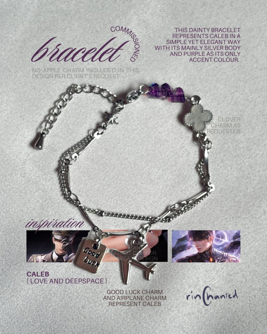 commissioned charm bracelet inspired by Caleb from Love and Deepspace commissioned charm bracelet inspired by Caleb from Love and Deepspace