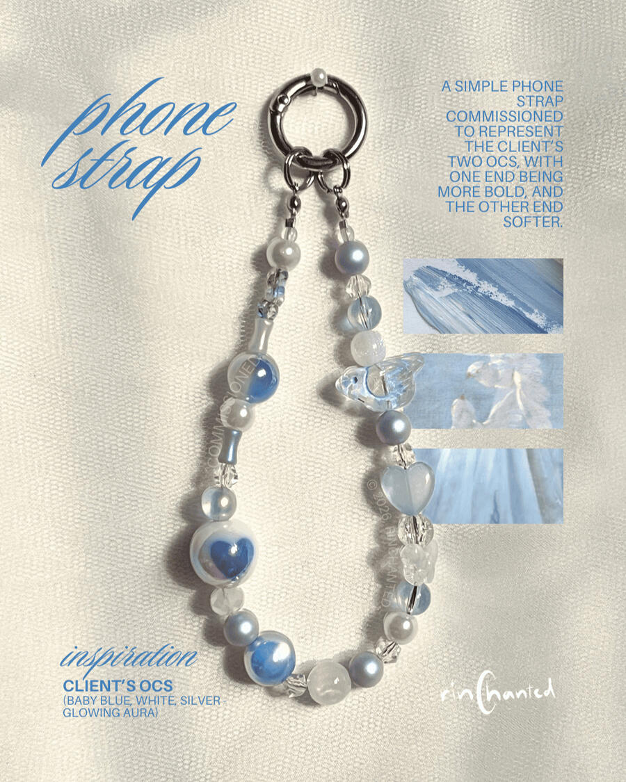 commissioned baby blue phone strap