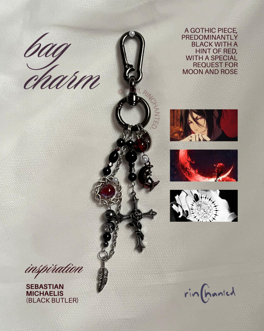 commissioned bag charm inspired by Sebastian Michel from Black Butler