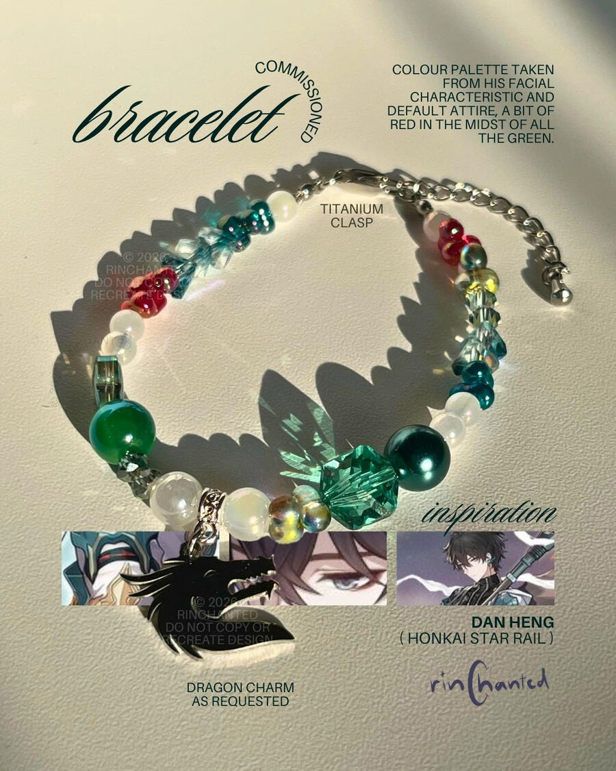 commissioned charm bracelet inspired by Dan Heng from Honkai Star Rail