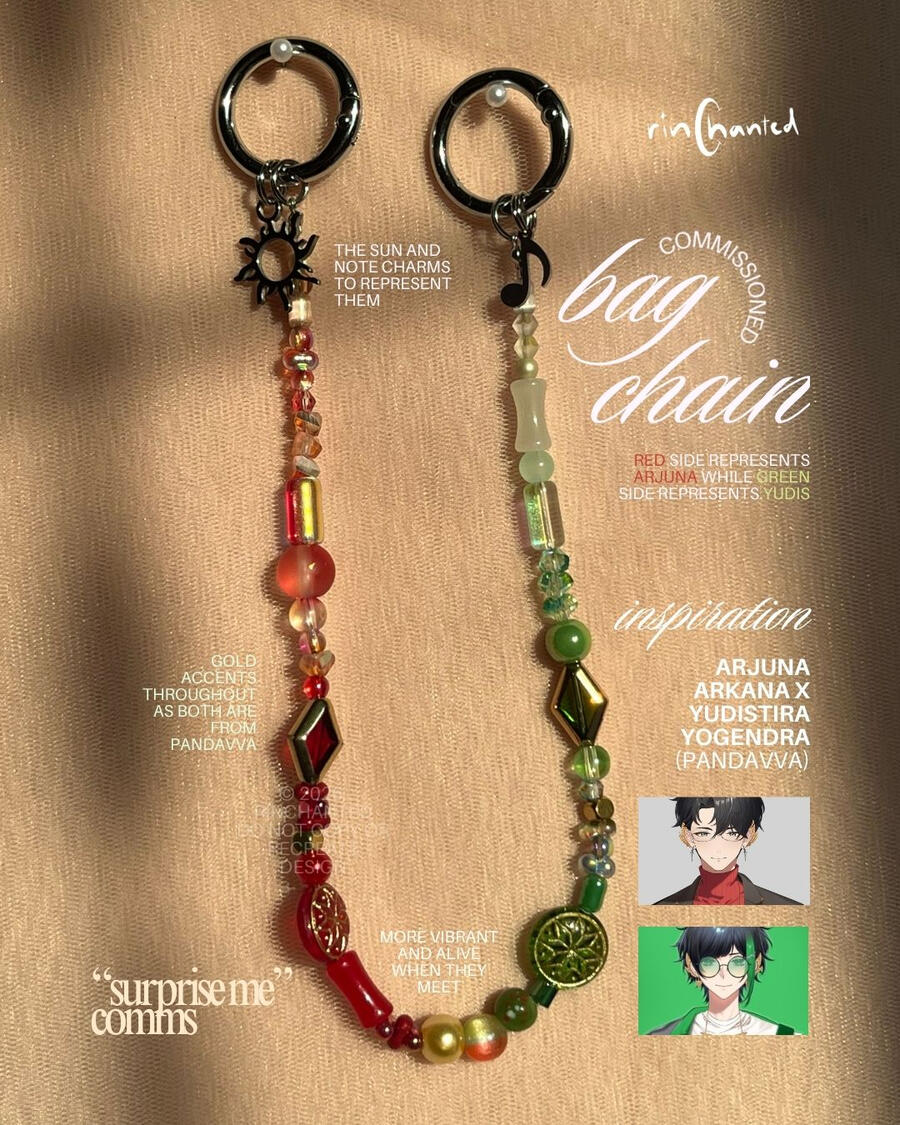 commissioned bag chain based on Arjuna Arkana x Yudistira Yogendra #SunNote from Pandavva