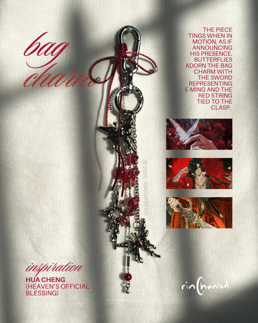 commissioned bag charm inspired by Hua Cheng from Heaven's Official Blessing