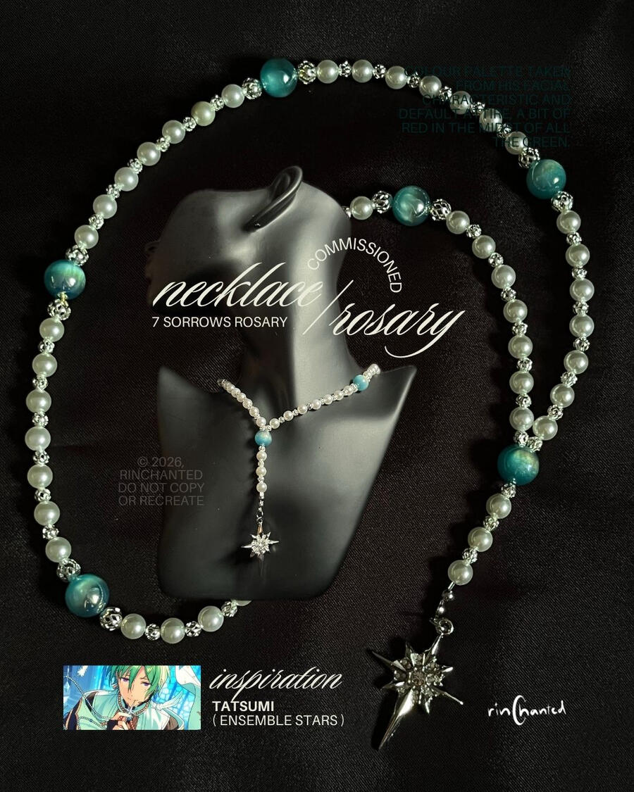 commissioned necklace / rosary based on Tatsumi from Ensemble Stars - 7 sorrows rosary