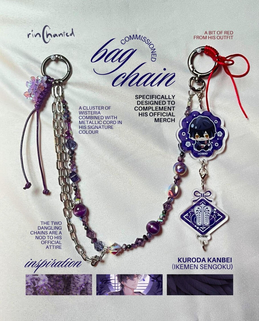 commissioned bag chain inspired by Kuroda Kanbei from Ikemen Sengoku Eternity commissioned bag chain inspired by Kuroda Kanbei from Ikemen Sengoku Eternity